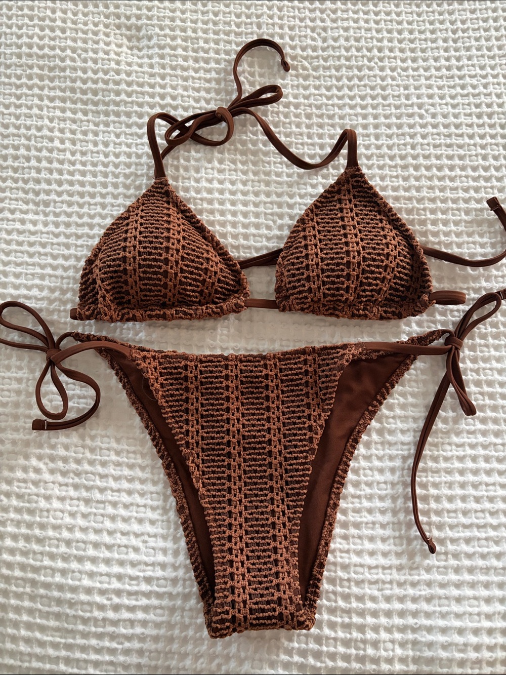 Aerie Brown Crochet Bikini Set